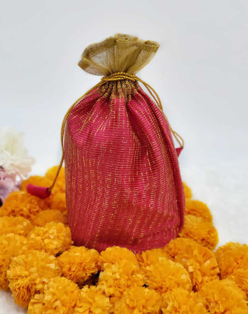 Decorative Potli Bag Satin Net, Set of 10 Assorted Colors