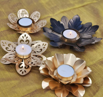 Metal Tea Light Holder, Flower Shape Candles