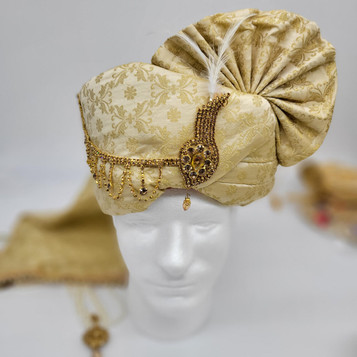  Gold Print Safa for Groom - Wedding Safa, Turban, Paghri rental 