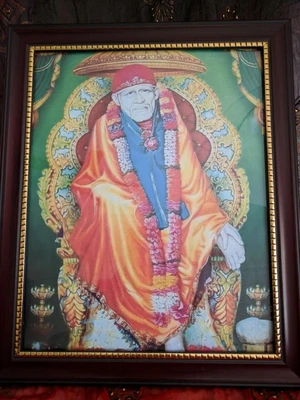 Shri Sai Baba Photo with Frame 10x8 Inches