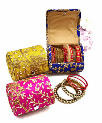 Decorative Embroidered Bangle Box - Assorted Colors Decorative Embroidered Bangle Box - Assorted Colors