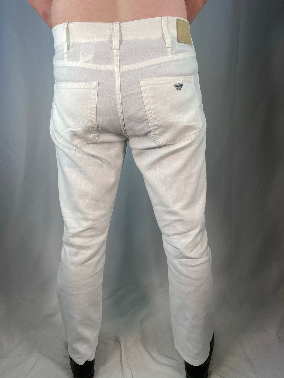 kook een maaltijd Pracht factor Armani Jeans Comfort Fit Cotton Linen White Bootcut Pants