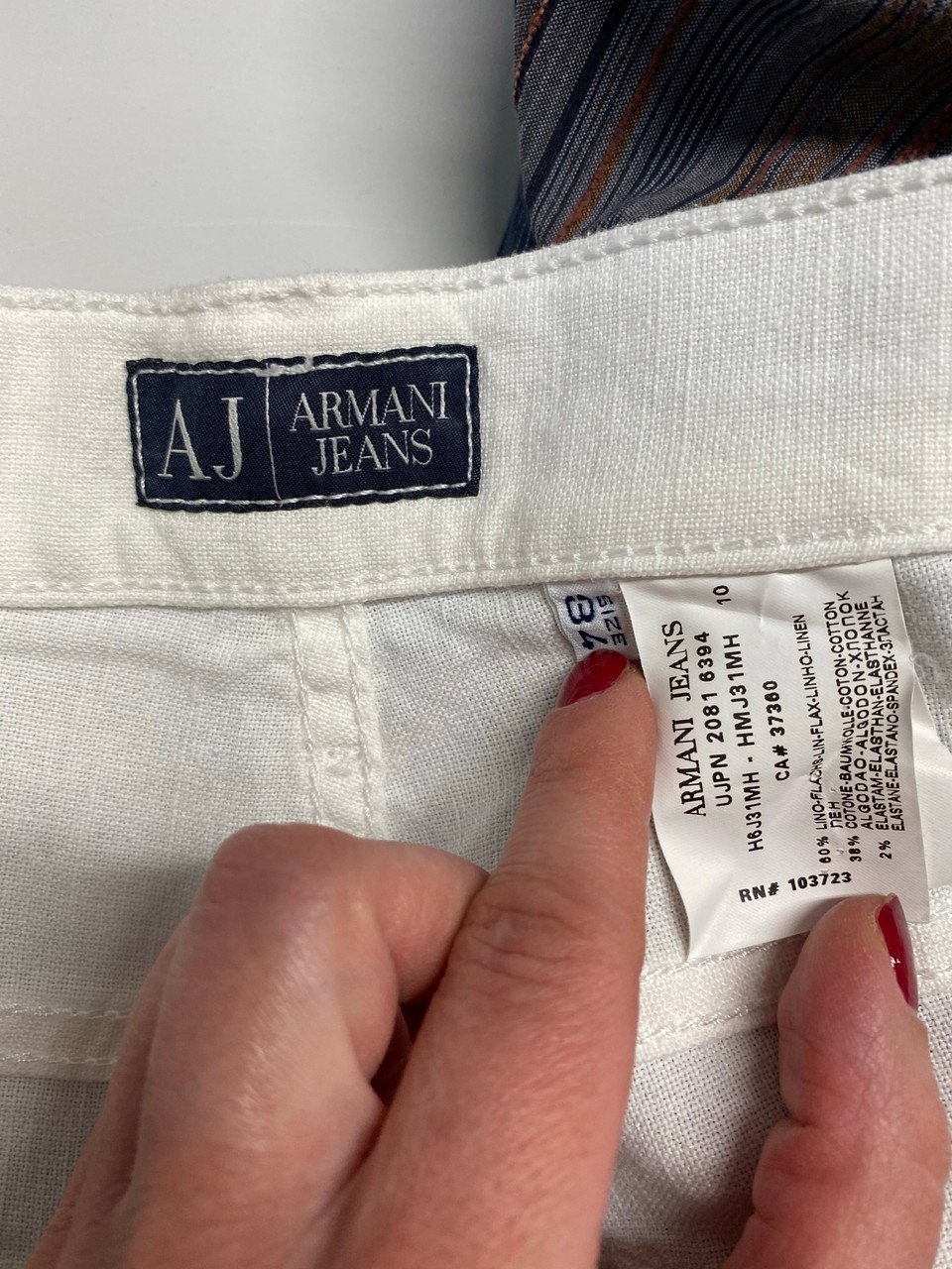 ik ontbijt Stof Aziatisch Armani Jeans Comfort Fit Cotton Linen White Bootcut Pants