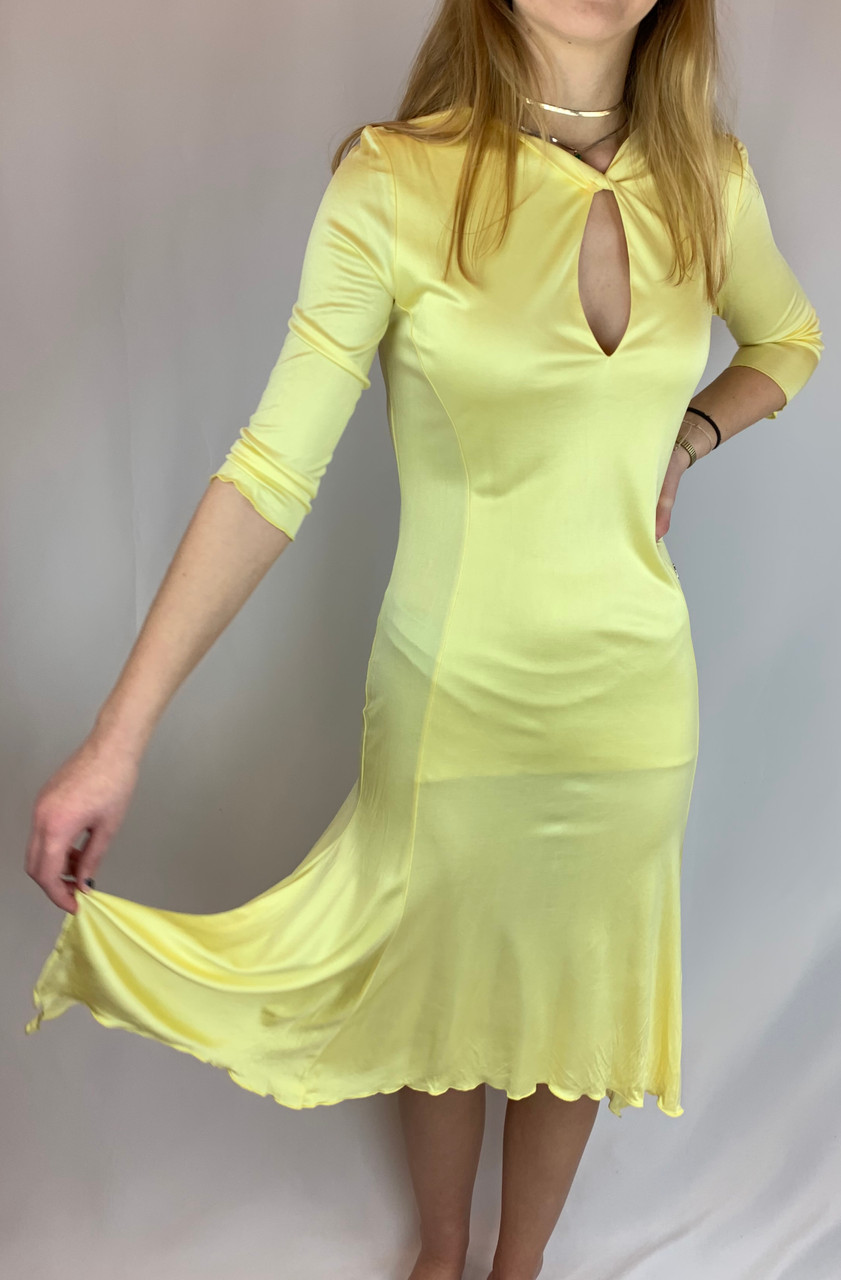 canary yellow cocktail dress