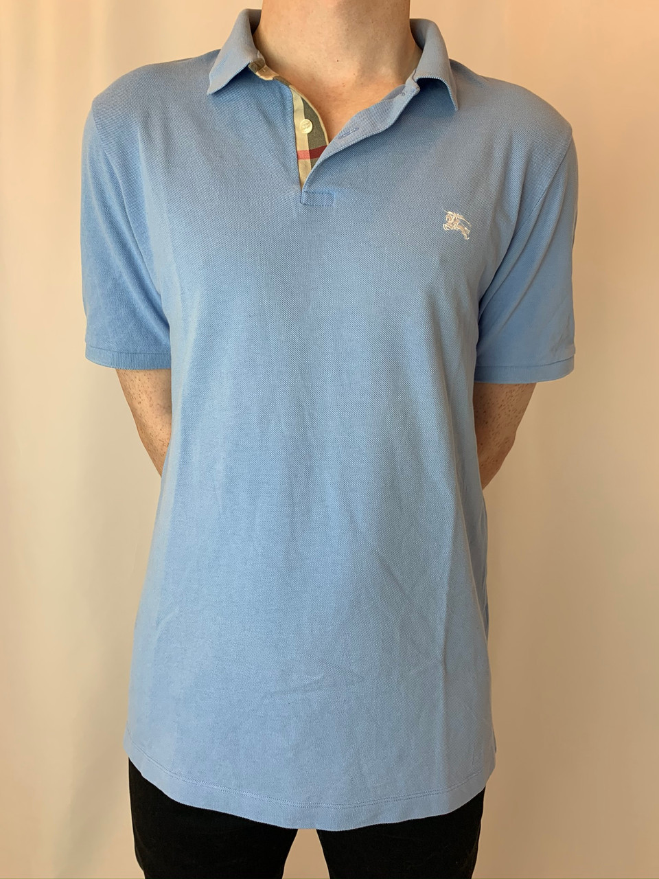 Vintage Burberry Light Blue Polo Shirt | Size L