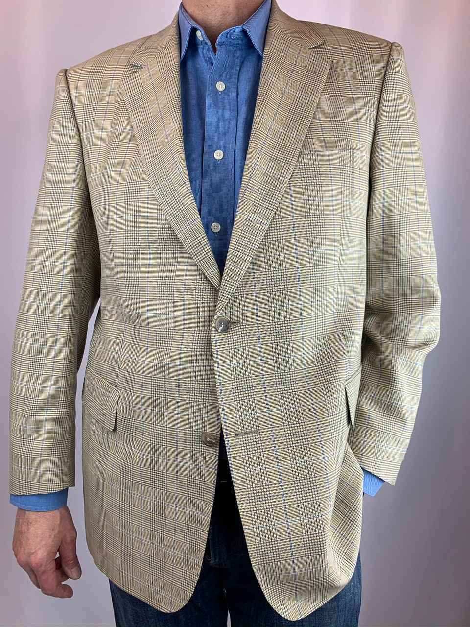 Burberry London Glen Plaid 2 Button Wool Suit Jacket