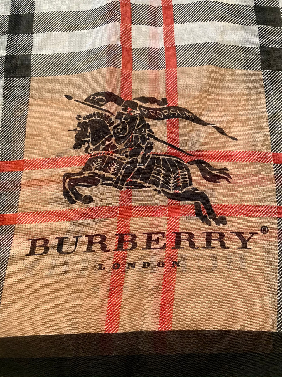 Burberry Black Logo / Trim Plaid Cotton Scarf