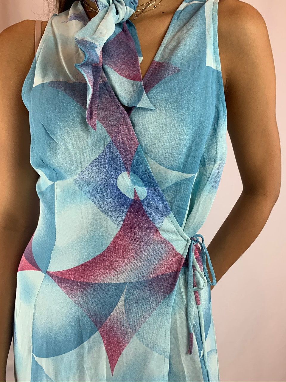 Tory Burch Abstract Print Blue & Tan Silk Scarf (NWT)