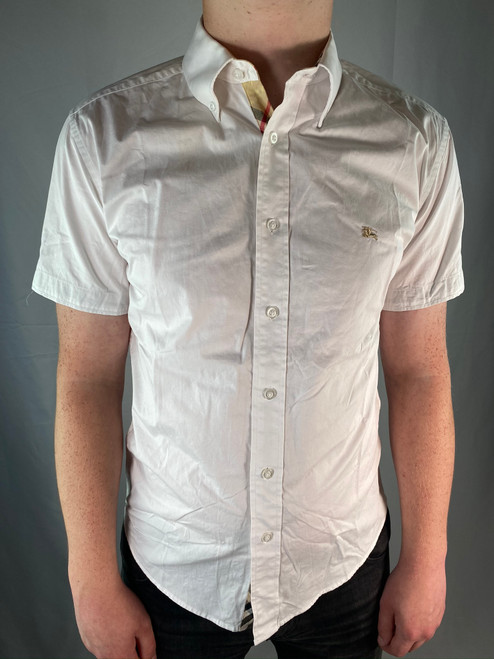 Burberry London White Button Up Short Sleeve Shirt