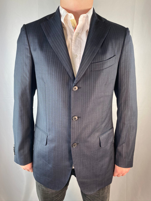 Salvatore Ferragamo Navy Pinstripe Wool Blazer