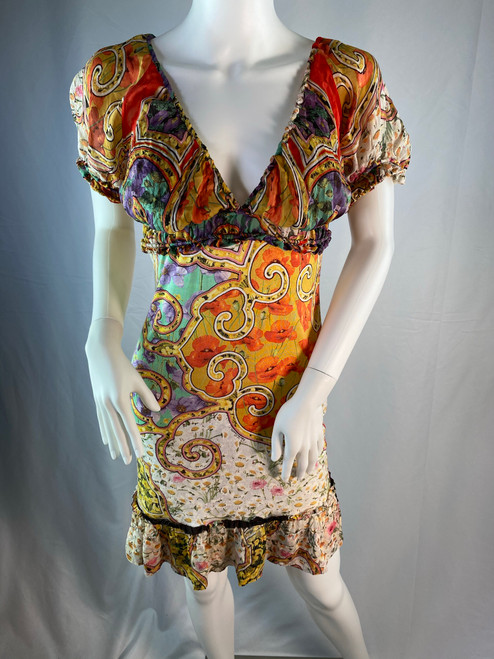 Roberto Cavalli Floral Abstract Printed Multicolored Dress