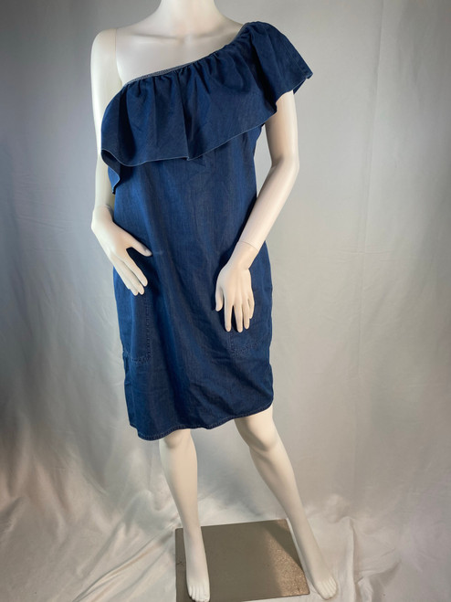 Moschino Cheap & Chic Dark Denim One Shoulder Ruffle Dress