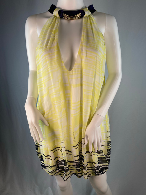 Elisabetta Franchi Yellow/Plum Dress with Abstract Print