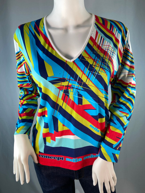 Mila Schon Concept Abstract Bright Multicolored Top Vintage