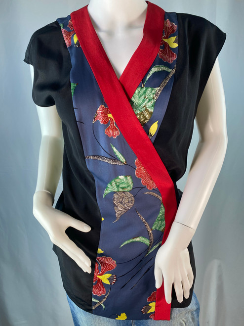 Diane Von Furstenberg Kimono Style Wrap Silk Tunic Top Blouse NWOT