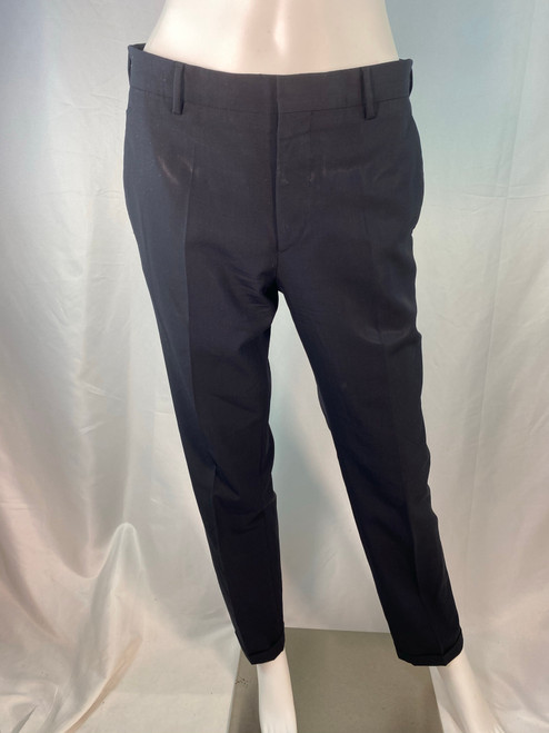 Prada Dark Navy Black Fitted Light Wool Dress Pants