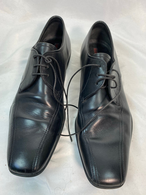 Prada Black Leather Laced Rubber Sole Shoes