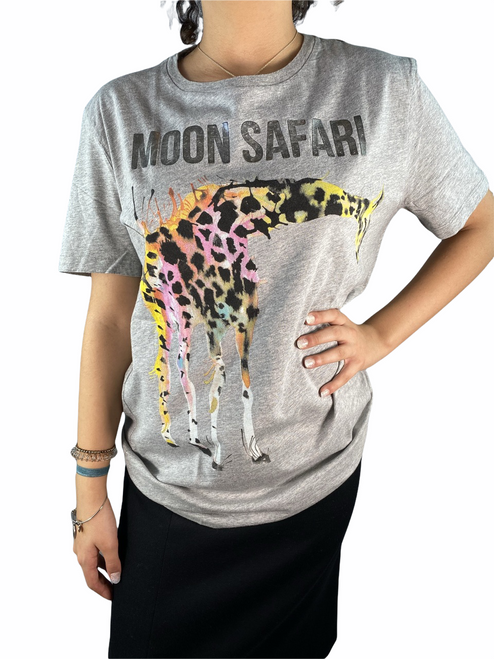 Iceberg Moon Safari Multi Colored Giraffe Graphic Short Sleeve Shirt