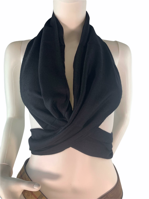 YSL Black Silk & Cashmere Scarf