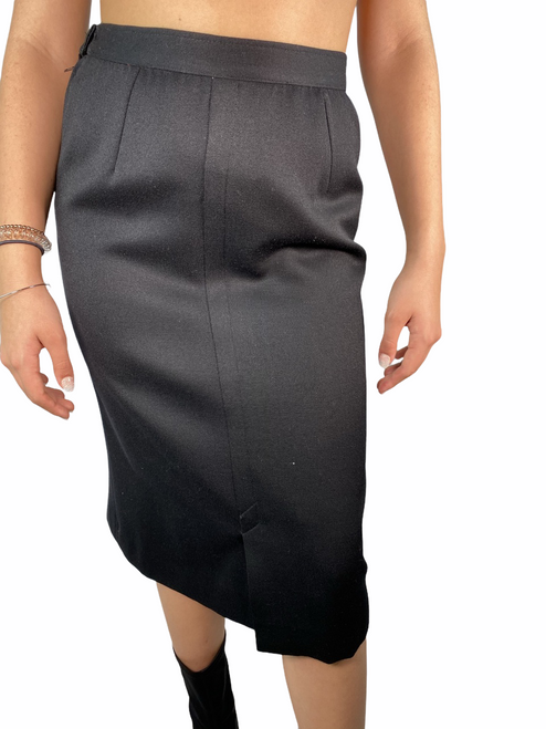 Valentino Miss V Wool Blend Black Long Skirt