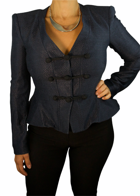 Giorgio Armani navy blue rattan blazer jacket