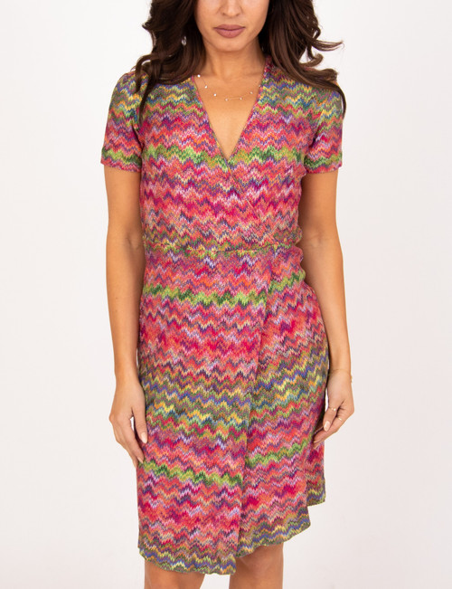 Missoni colorful faux wrap short sleeve dress