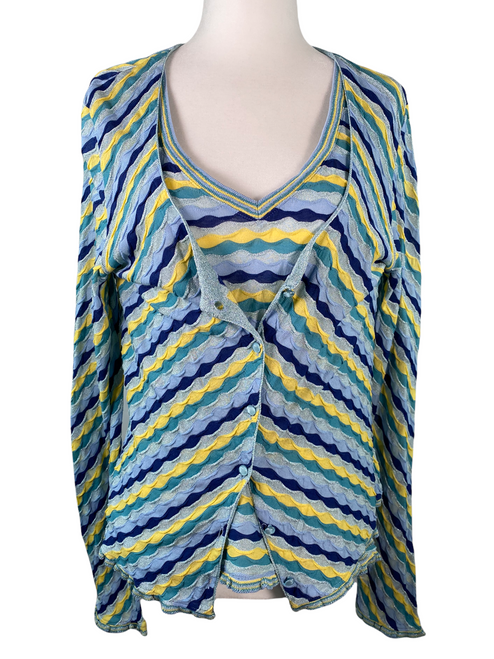 Missoni two piece top+sweater stripe set