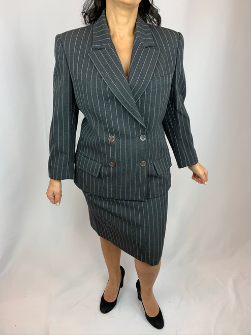 Celine Paris Pinstripe Tailleur Skirt Suit