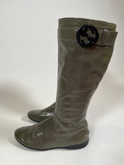 Gucci Olive Patent Boots