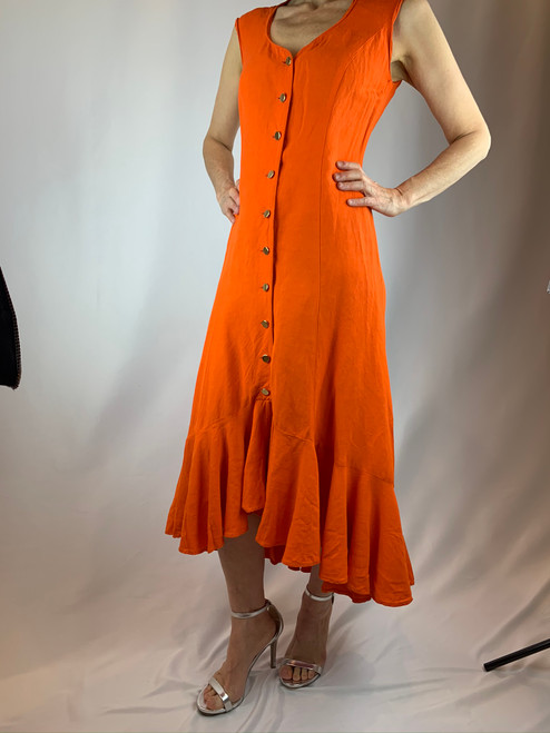 Byblos Tangerine/Orange Maxi Ruffled Dress