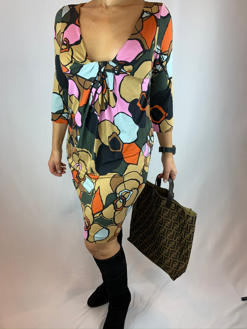 Diane Von Furstenberg Printed Long Sleeve Silk Dress