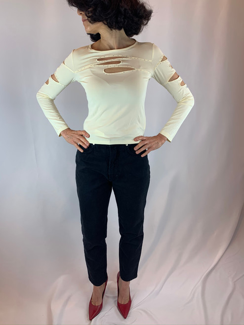 Roccobarocco Jeans Cream Cut Out Top