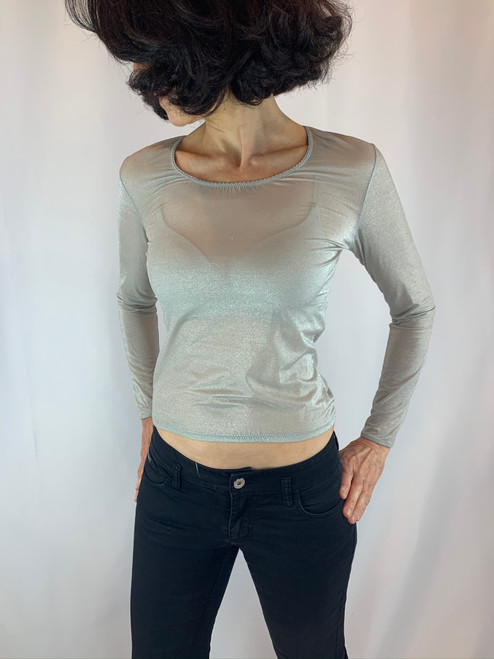 Dolce & Gabbana Intimo Gray Sparkly Long Sleeve Top