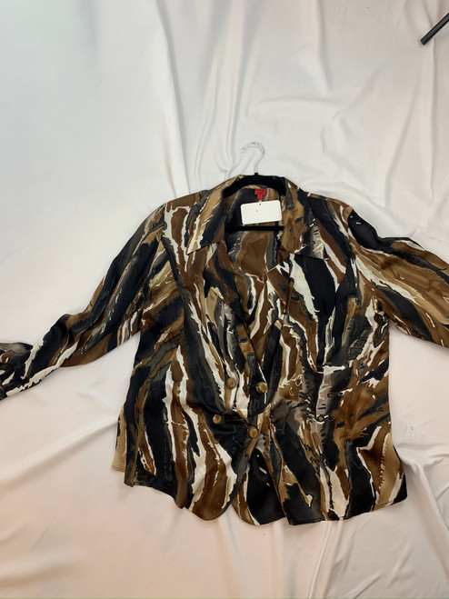 Ferre Printed Silk Buttoned Blazer Blouse