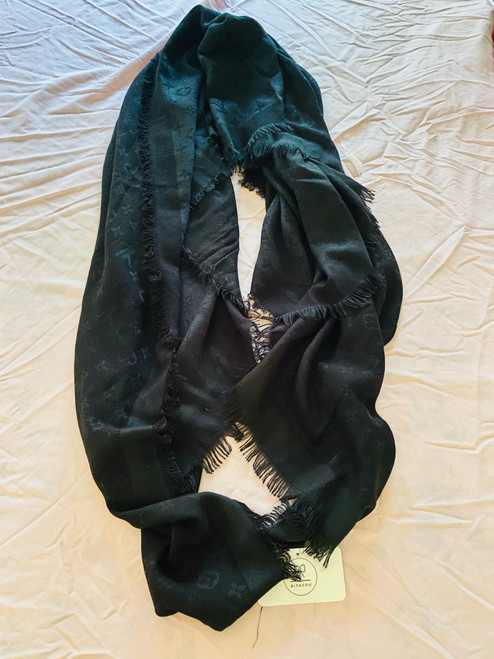 Louis Vuitton Monogram Black Cashmere/Wool Scarf