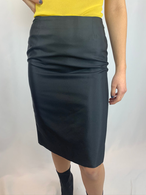 Salvatore Ferragamo Silk Black Pencil Skirt