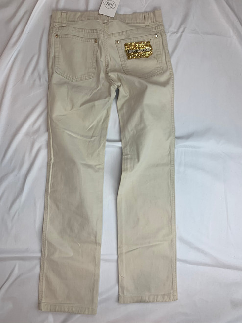 Roberto Cavalli Light Tan Pants with Embellished Pocket