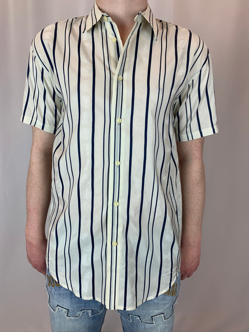 Versace Jeans Couture Striped Off-White & Navy Blue Button Down Shirt