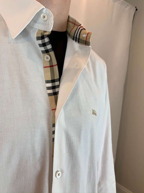 Burberry London White Button Down Long Sleeve Dress Shirt