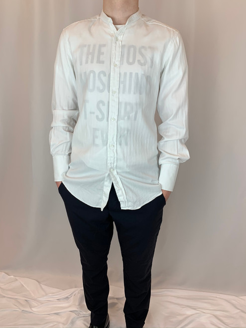 Gucci White Semi-Sheer Long Sleeve Button Down Shirt