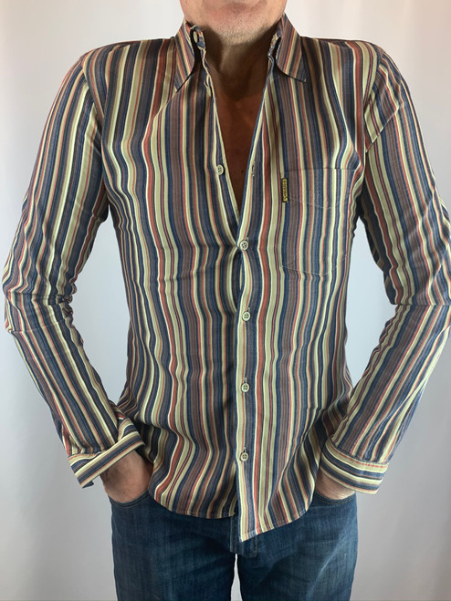 Armani Jeans Multi-Color Striped Button Up Long Sleeve Shirt