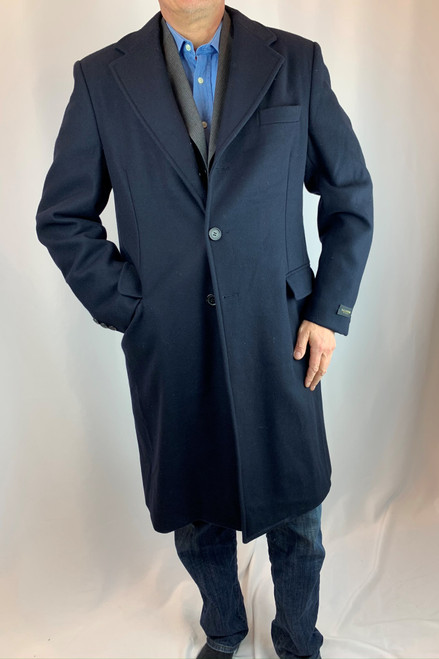 second hand Valentino Roma Navy Virgin Wool Full Length Coat