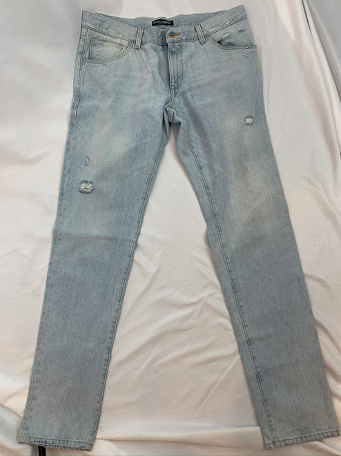 second hand Dolce & Gabbana Light Wash Slightly Distressed Slim Fit Jeans