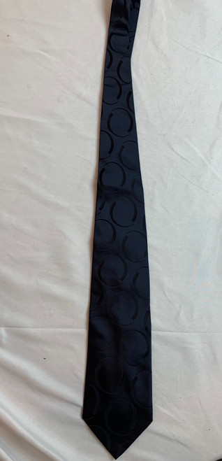 second hand Dolce & Gabbana Navy Blue Circle Design Silk Tie