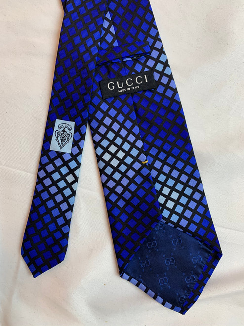 second hand Gucci Blue Monochromatic Silk Tie