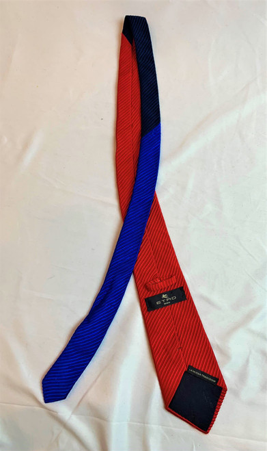 second hand Etro Milano Red & Blue Silk & Cotton Tie