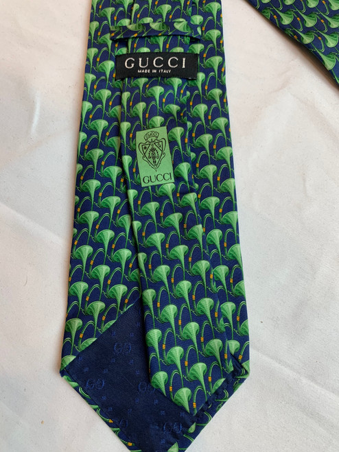 Second hand Gucci Green and Blue Abstract Printed Silk Tie