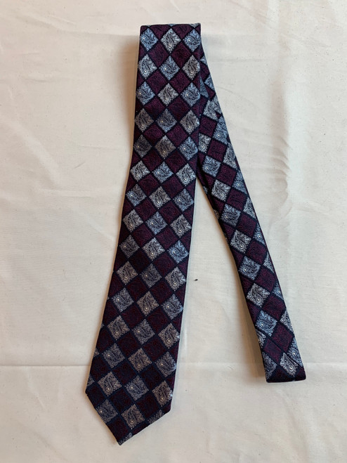 Second hand Hugo Boss Diamond Pattern Paisley Printed Silk Tie