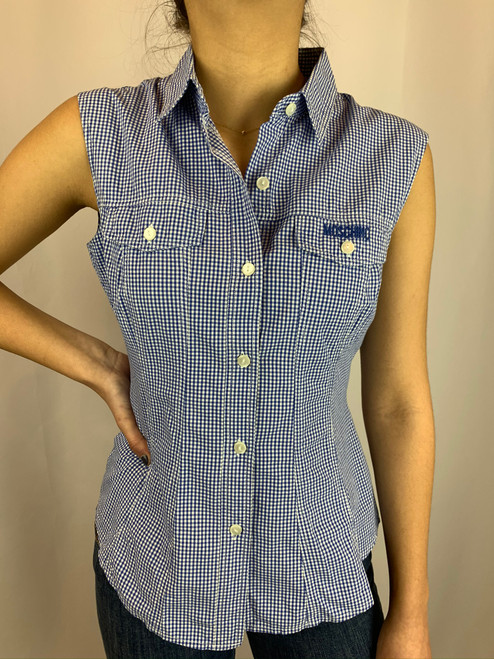 Moschino Jeans Sleeveless Gingham Button Up front