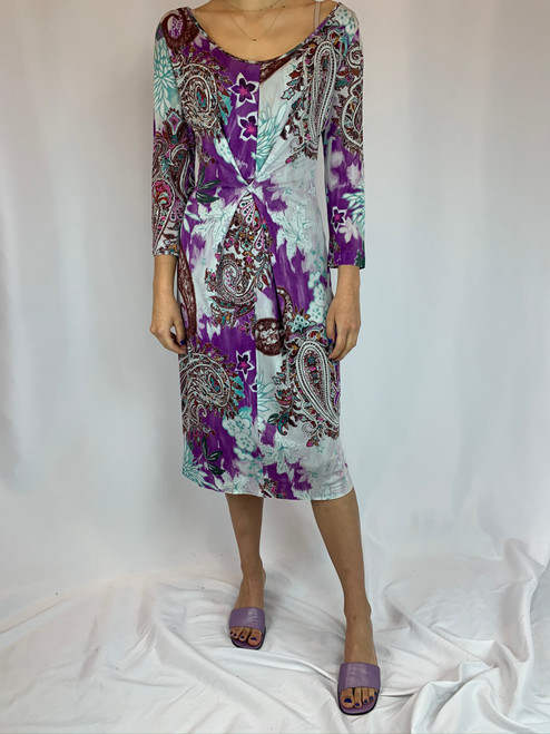 Etro Purple Paisley Print Dress front